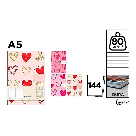 RECHIZITE SCOLARE - NOTES IPB A5 144 FILE FANTASY HEARTS CLAPA MAGNETICA PB475-51