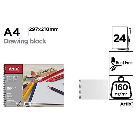 Blocuri de desen - BLOC DESEN IPB A4 ARTIX SPIRA 24 COLI 160GR/M2 PB301