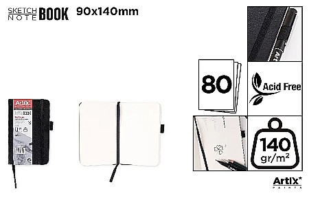 Blocuri de desen - CAIET SCHITE IPB 140GR CU ELASTIC 9*14CM 80F ARTIX PB110