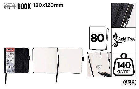 Blocuri de desen profesionale - CAIET SCHITE IPB 140GR CU ELASTIC 12*12CM 80F ARTIX PB113