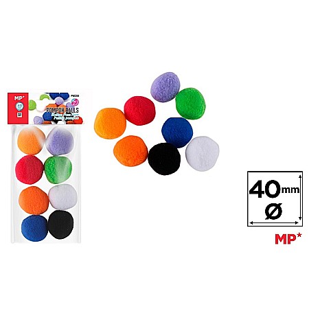 Pom-pom/ Sarma plusata - POMPOM IPB 40MM 8/SET COLOR PM200
