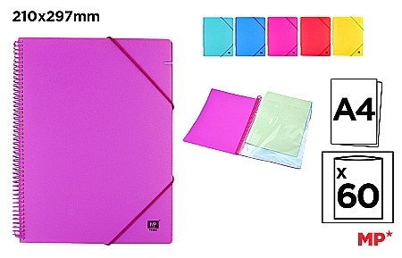 ORGANIZARE SI ARHIVARE - MAPA PREZENTARE A4 IPB CU SPIRA SI ELASTIC 60 FOLII CULORI INTENSE PC501