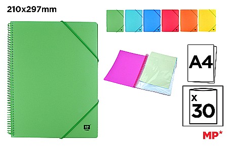 Mape de prezentare cu folii - MAPA PREZENTARE A4 IPB CU SPIRA SI ELASTIC 30 FOLII CULORI INTENSE PC503