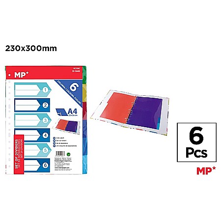 Separatoare index si separatoare biblioraft - SEPARATOARE INDEX PLASTIC IPB A4, 1-6, 6 CULORI/SET PC119C