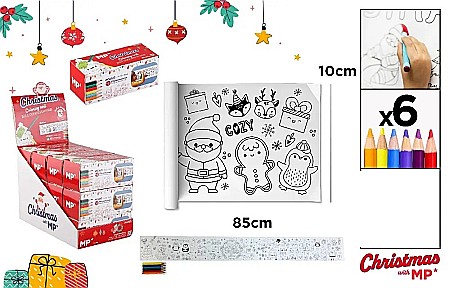 HOBBY - ROLA HARTIE DE COLORAT IPB 10*85CM CU 6 CREIOANE COLORATE CRACIUN CH24001-1