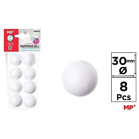 Materiale de Baza pentru Decoratiuni Craciun - BILA POLISTIREN IPB 3CM 8/SET PM704