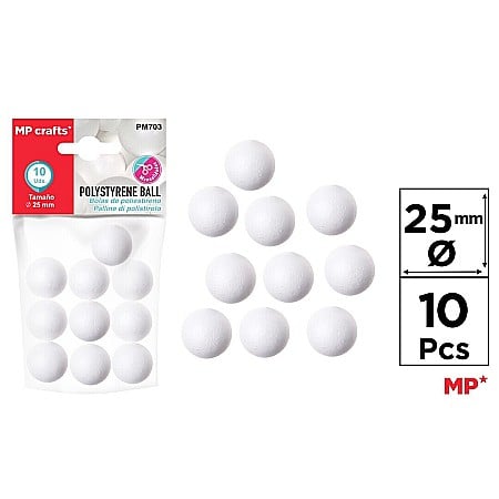 Materiale de Baza pentru Decoratiuni Craciun - BILA POLISTIREN IPB 2.5CM 10/SET PM703
