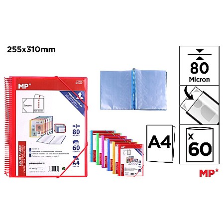 Mape de prezentare cu folii - MAPA PREZENTARE A4 IPB PERSONALIZABILA CU SPIRA SI ELASTIC 60 FOLII CULORI ASORTATE PC501F