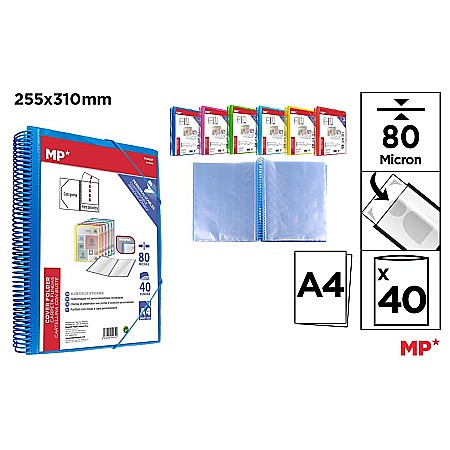 Mape de prezentare cu folii - MAPA PREZENTARE A4 IPB PERSONALIZABILA CU SPIRA SI ELASTIC 40 FOLII CULORI ASORTATE PC502F