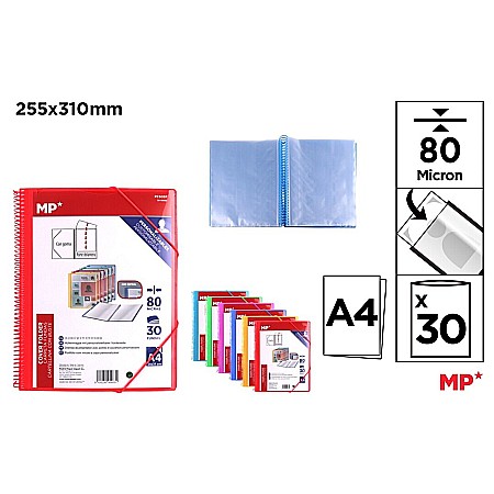 ORGANIZARE SI ARHIVARE - MAPA PREZENTARE A4 IPB PERSONALIZABILA CU SPIRA SI ELASTIC 30 FOLII CULORI ASORTATE PC503F