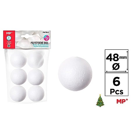 Materiale de Baza pentru Decoratiuni Craciun - BILA POLISTIREN IPB 4.8CM 6/SET PM706-2