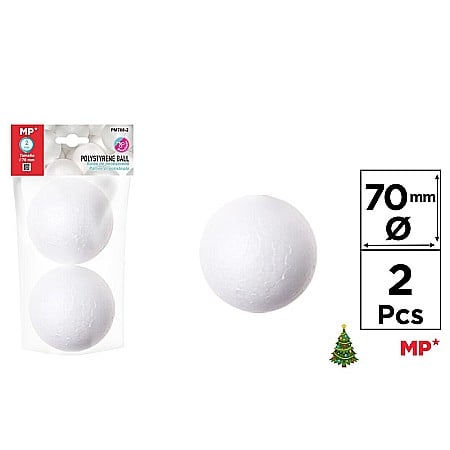 Materiale de Baza pentru Decoratiuni Craciun - BILA POLISTIREN IPB 7CM 2/SET PM708-2