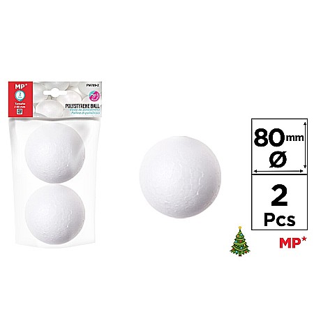 Materiale de Baza pentru Decoratiuni Craciun - BILA POLISTIREN IPB 8CM 2/SET PM709-2