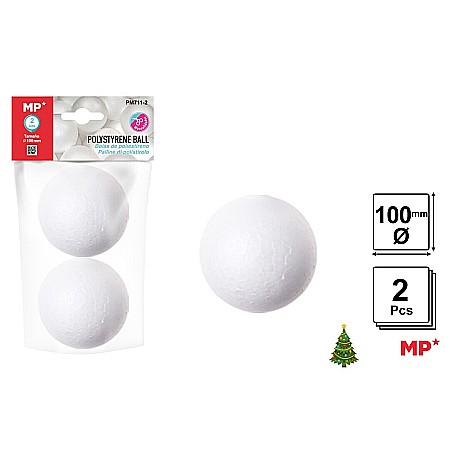 Materiale de Baza pentru Decoratiuni Craciun - BILA POLISTIREN IPB 10CM 2/SET PM711-2