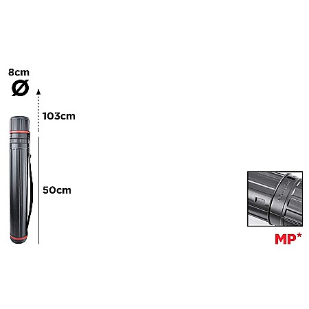 INSTRUMENTE DE DESEN SI PROIECTARE - TUB PROIECTE EXTENSIBIL 10CM NEGRU IPB 50-103CM PP217