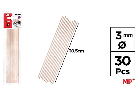 HOBBY - BAGHETE LEMN IPB 3MM*30.5CM 30/SET NATUR PM028-1
