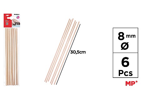 HOBBY - BAGHETE LEMN IPB 8MM*30.5CM 6/SET NATUR PM028-5
