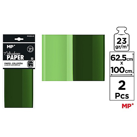 HOBBY - CELOFAN IPB 62.5*100CM 2/SET VERDE PN206-05