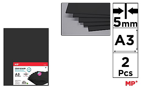 FINE ARTS&GRAPHICS - CARTON MOUSSE IPB A3 5MM 2/SET NEGRU PN705