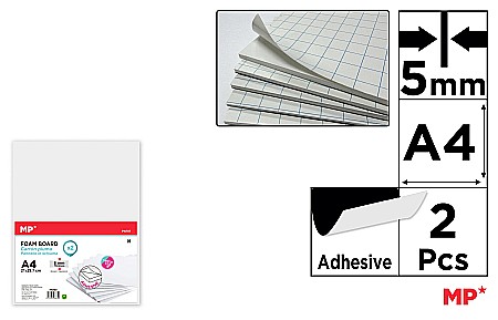 FINE ARTS&GRAPHICS - CARTON MOUSSE IPB ADEZIV A4 5MM 2/SET ALB PN707