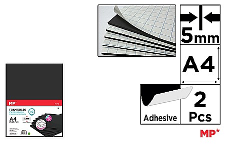 FINE ARTS&GRAPHICS - CARTON MOUSSE IPB ADEZIV A4 5MM 2/SET NEGRU PN710
