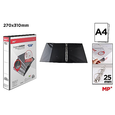 ORGANIZARE SI ARHIVARE - CAIET MECANIC A4 IPB 2.5CM 4 INELE NEGRU PC823