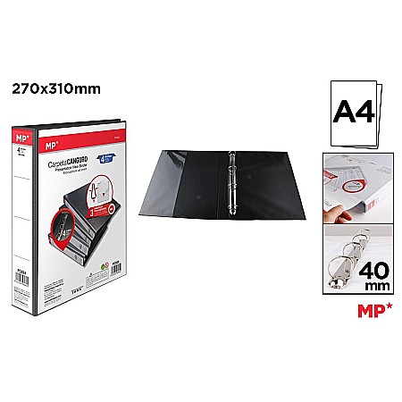 ORGANIZARE SI ARHIVARE - CAIET MECANIC A4 IPB 4CM 4 INELE NEGRU PC824