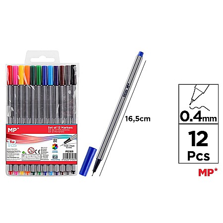 INSTRUMENTE DE SCRIS - FINELINER IPB VARF 0.4MM 12 CULORI/SET PE185