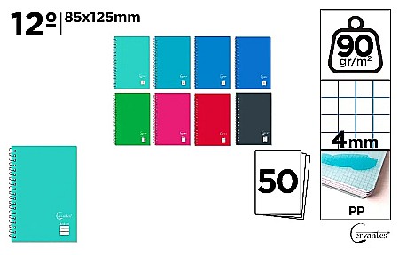 Carnetele/ notesuri/ bloc-notesuri - NOTES IPB PP 85*125MM SPIRA 50F PATRATELE CULORI ASORTATE PB179