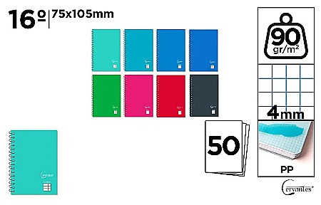 Carnetele/ notesuri/ bloc-notesuri - NOTES IPB PP 75*105MM SPIRA 50F PATRATELE CULORI ASORTATE PB181