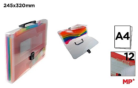 ORGANIZARE SI ARHIVARE - SERVIETA IPB A4 PP 12 COMPARTIMENTE MULTICOLORE PC612