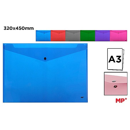 Mape tip plic cu capsa - MAPA PLASTIC IPB A3 CU CAPSA CULORI ASORTATE PC027C