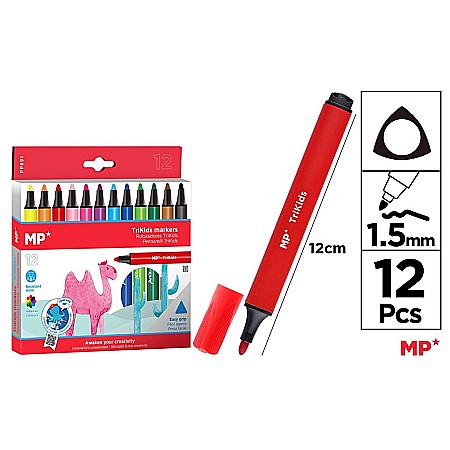 RECHIZITE SCOLARE - CARIOCI TRIKIDS IPB 12 CULORI/SET TRIUNGHIULARE PP891