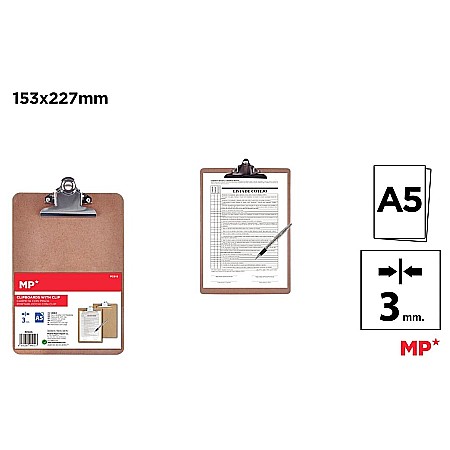 ORGANIZARE SI ARHIVARE - CLIPBOARD LEMN IPB A5 CU CLIPS PC915