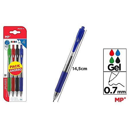 Pixuri cu gel - PIX GEL IPB 0.7MM CLICK 4 CULORI/SET PE224-4