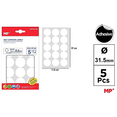 Etichete autoadezive - ETICHETE ADEZIVE IPB 32MM 5 COLI/SET 75 BUCATI ROTUNDE PN151-06