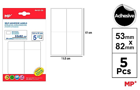 HARTIE PRODUSE DIN HARTIE - ETICHETE ADEZIVE IPB 53*82MM 5 COLI/SET 20 BUCATI PN151-35