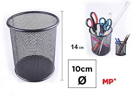 Suporturi instrumente de scris - MINI COS DE BIROU IPB PLASA METALICA NEGRU 14CM*10CM PA914