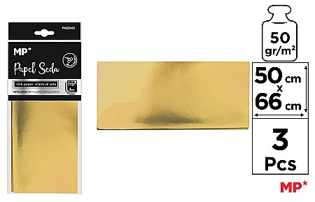 Hartie de Matase - HARTIE DE MATASE IPB METALIZATA 50*66CM 3/SET AURIU PN225-02