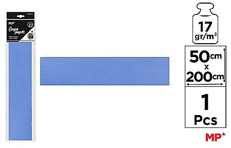 Hartie Creponata, Hartie Glasata - HARTIE CREPONATA IPB 50*200CM 17GR ALBASTRU AZUR PN222-16