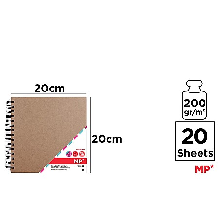 HOBBY - ALBUM IPB SCRAPBOOKING 20*20CM 200GR/M2 SPIRA KRAFT 20 DE COLI PD140-02