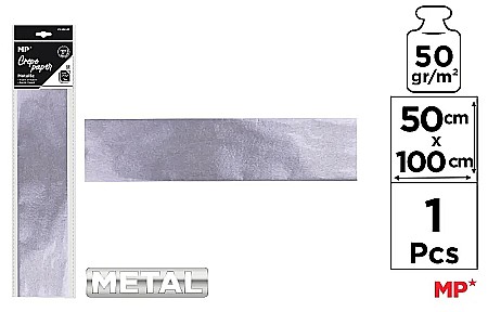 Hartie Creponata, Hartie Glasata - HARTIE CREPONATA IPB 50*100CM 50GR GRI METALIZAT PN223-01