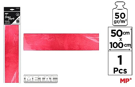 Hartie Creponata, Hartie Glasata - HARTIE CREPONATA IPB 50*100CM 50GR ROSU METALIZAT PN223-03