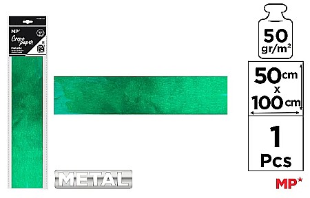 RECHIZITE SCOLARE - HARTIE CREPONATA IPB 50*100CM 50GR VERDE METALIZAT PN223-04