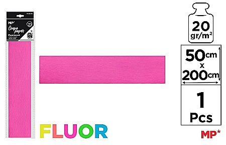 RECHIZITE SCOLARE - HARTIE CREPONATA IPB 50*200CM 20GR ROZ FLUORESCENT PN224-05