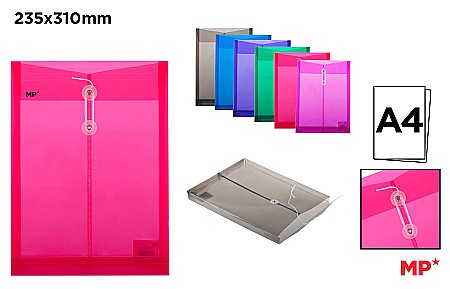 Mape plastic cu elastic - MAPA PLASTIC IPB A4 INCHIDERE CU SNUR CULORI ASORTATE PC038