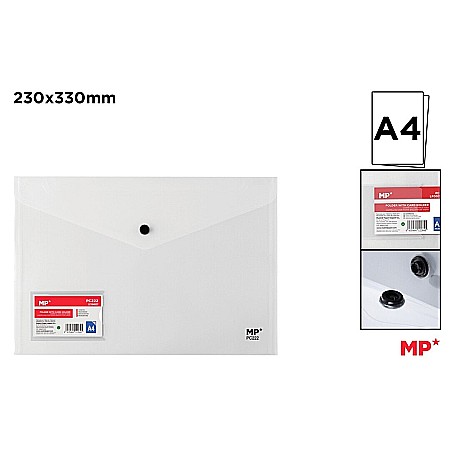 Mape tip plic cu capsa - MAPA PLASTIC IPB A4 CU CAPSA SI BUZUNAR PREZENTARE TRANSPARENT PC222