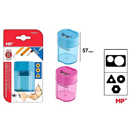 Ascutitori - ASCUTITOARE DUBLA CU CONTAINER IPB PLASTIC TRANSPARENT CULORI ASORTATE PA829