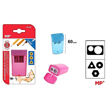 Ascutitori - ASCUTITOARE DUBLA CU CONTAINER IPB PLASTIC 2 CULORI PA831