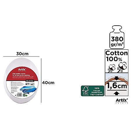 Panza/ Carton panzat pentru pictura - RAMA CU PANZA OVALA IPB 30*40CM 380GR PP96-3040